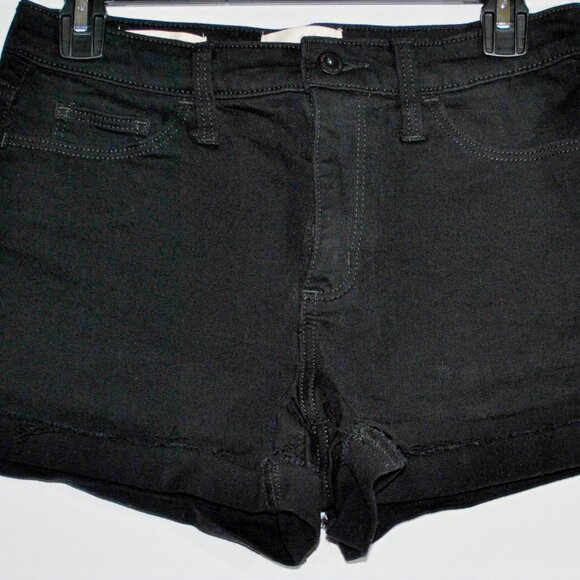 Universal Thread Shorts Size 6 Black Jean Raw Hem Cuffed - Picture 1 of 4